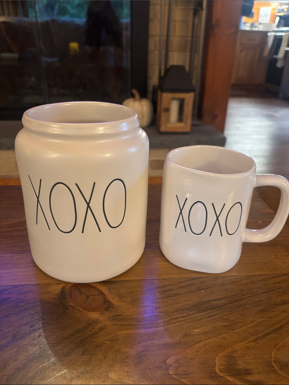XOXO Ceramic Canister and Mug Set in Cream